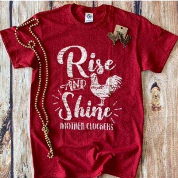 Tops - Rise & Shine Red graphic tee